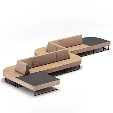 Versatile 4-Piece Loby Sofa 3D model image 1 