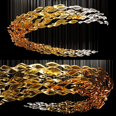 Vibrant Glass Wave Chandelier 3D model image 1 