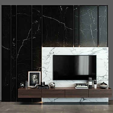 Sleek TV Wall Set 45 3D model image 1 