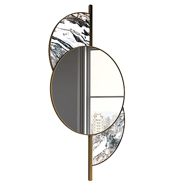 Radiant Reflections: Gold & Marble Mirror 3D model image 1 