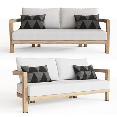 Gorgeous 72" Portofino Teak Sofa 3D model image 1 