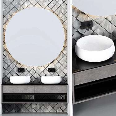 Modern Bathroom Cabinet Set 3D model image 1 