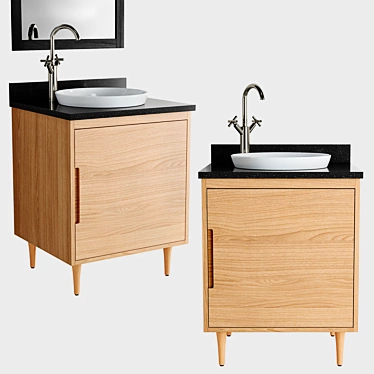 Modern 24" Teak Vanity Set 3D model image 1 