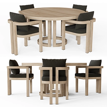 Teak Round Dining Table: Portofino Elegance 3D model image 1 