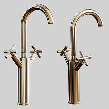 Modern Vessel Faucet with Pop-Up Drain 3D model image 1 