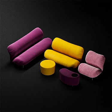 Dumbo Velvet and Leather Sofa 3D model image 1 