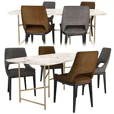Elegant Grace Chair & Kyoto Table 3D model image 1 
