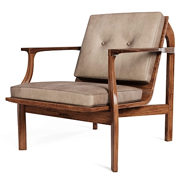 Handcrafted Walnut Lounge Chair 3D model image 1 