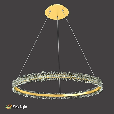 Golden Acrylic LED Suspension - 110cm Height 3D model image 1 