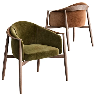 Sleek Tekton Wooden Easy Chair 3D model image 1 