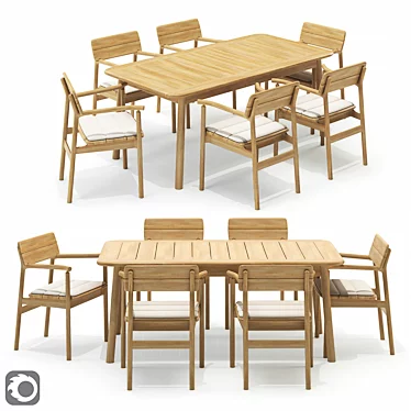 Tanso Armchair & Table Set 3D model image 1 