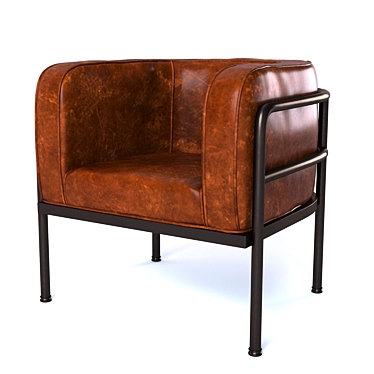 Vintage Leather Barrel Chair 3D model image 1 