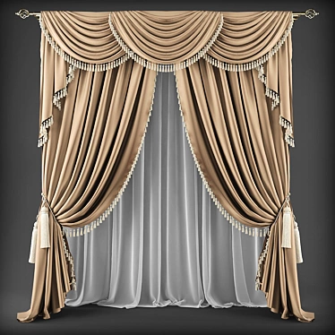 Sleek Polyester Curtains 3D model image 1 