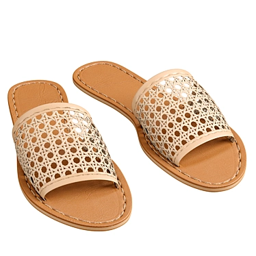 Eco-Woven Vegan Rattan Slides 3D model image 1 