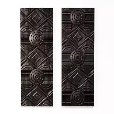 Elegant Carved Wood Wall Panels 3D model image 1 