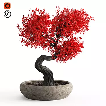 Crimson Beauty: Stunning Red Bonsai 3D model image 1 
