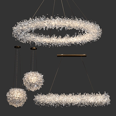 Versatile Crystal Chandeliers: Round, Rectangle, Sphere 3D model image 1 