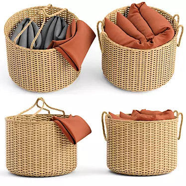 Cozy Comfort: Basket & Blanket Set 3D model image 1 