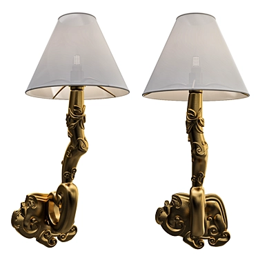 Elegant Fungi Sconce - A Golden Glow 3D model image 1 