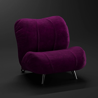 Italian Dumbo Armchair: Velvet & Leather 3D model image 1 