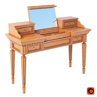 Classic Red Wood Dressing Table  Elegant Vanity Furniture 3D model image 1 