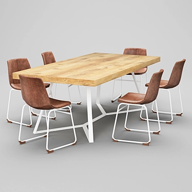 Modern Dining Table Set 3D model image 1 