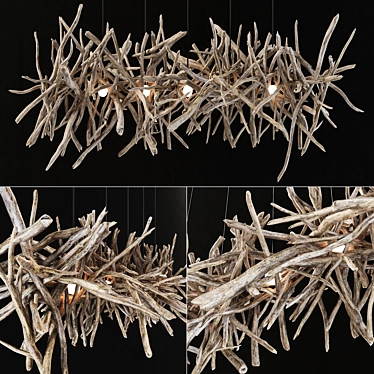 Rustic Branch Lamp: Nature-inspired Decor 3D model image 1 