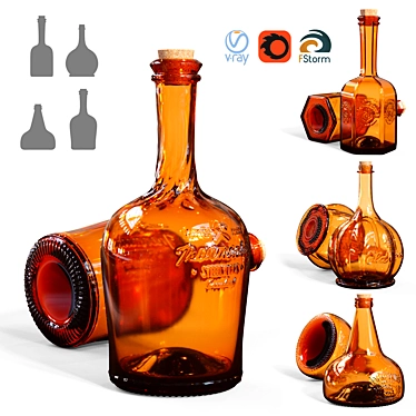 Vintage Glass Bottle 3D model image 1 