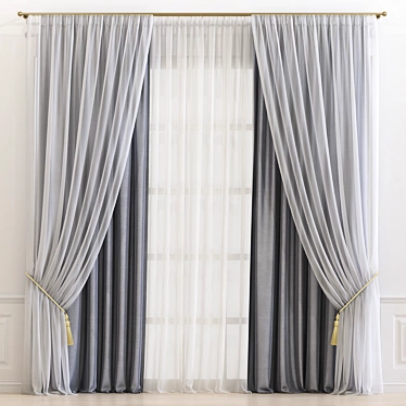 Elegant Drapery: Curtain 619 3D model image 1 