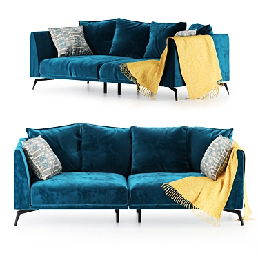 Modern Microfaset GTR Velvet Sofa 3D model image 1 