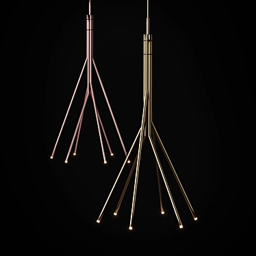 Elegant Treelight Pendant in Gold and Pink 3D model image 1 