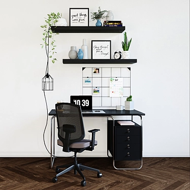 Modern Workspace Set: ZANOTTA Desk, Sava Chair, Syosdala Board & More 3D model image 1 