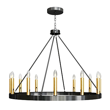 Rustic Elegance: Highclere 12-Light Wagon Chandelier 3D model image 1 