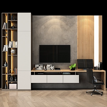 Elegance Oak Cabinet Furniture 3D model image 1 