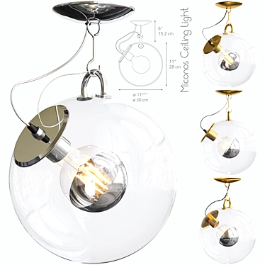 Elegant Miconos Ceiling Light - Illuminate Your Space 3D model image 1 