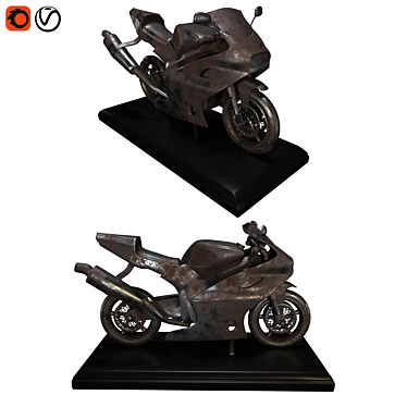 Iron Motorbike Decor: Vintage Motorcycle Ornament 3D model image 1 