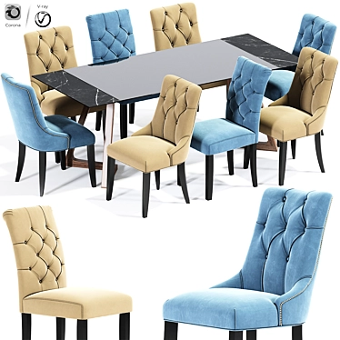 Elegant Preston Dining Chairs 3D model image 1 