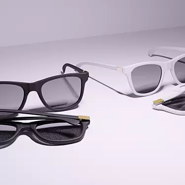 Foldable Sunglasses in Black/White 3D model image 1 