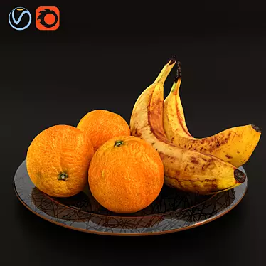 Plate with bananas and oranges