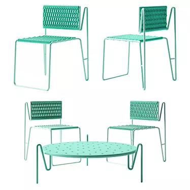 Elegant Foldable Chair & Table 3D model image 1 