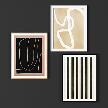 Modern Triptych Frames Set 3D model image 1 