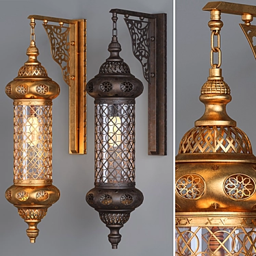 Golden Moroccan Wall Lights 3D model image 1 