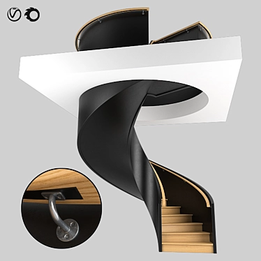 Spiral Staircase 2012: Wood & Metal, 20 Steps 3D model image 1 
