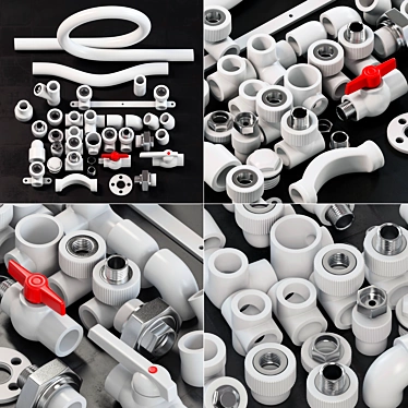 Smooth 3D Fittings: White Plastic Fittings 3D model image 1 