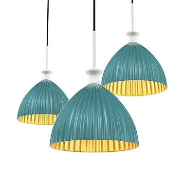 Edsel01 Pendant Light Collection - Ribbed Glass Shades 3D model image 1 