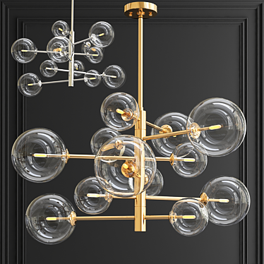 Antique Brass Chandelier - Elegant Illumination for your Space 3D model image 1 