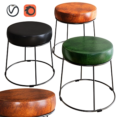 Cody Low Stool: Stylish Seating Solution 3D model image 1 