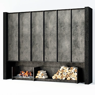 Modern Loft Style Fireplace 3D model image 1 