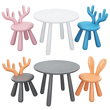 Nordic Animal Chairs: Elch and Kaninchen 3D model image 1 