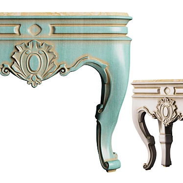 Elegant Wood & Marble Console 3D model image 1 